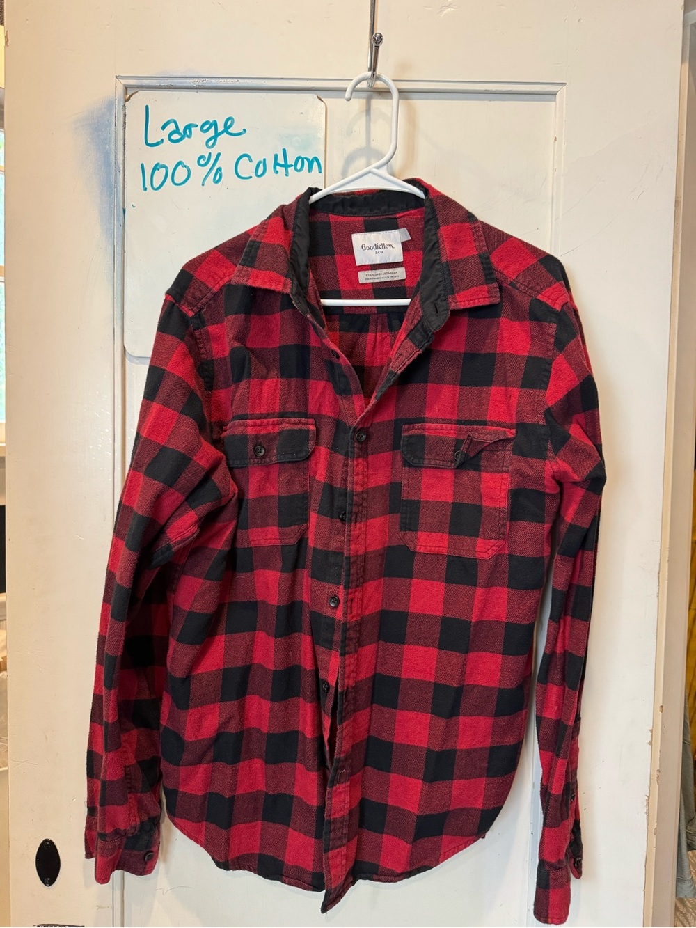 Goodfellow & Co Red and Black Plaid Button-Down Shirt